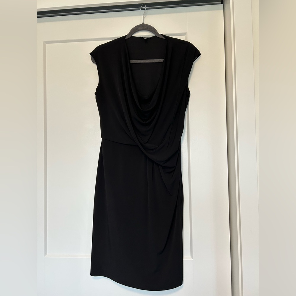 Le Chateau Black Draped Midi Dress